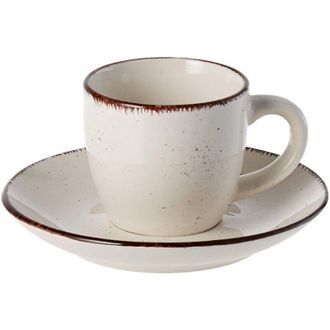Tognana Set 6 tazzine per caff&egrave; con il piattino Stay Stoneware Beige in Linea Louise