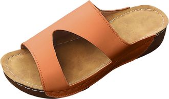 Generic Womens Wedge Sandals Summer Arch Support Casual Slide Sandals Breathable Comfortable Walking Shoes for Women Soft Sole Wide Width Beach Sandal Simple 