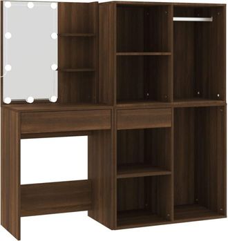 vidaXL Vidaxl - led Dressing Table with Cabinets Brown Oak Engineered Wood