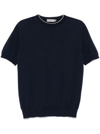 Canali fine knit T-shirt - men - Cotton - 54 - Blue