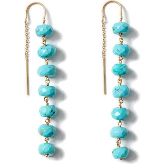 Chan Luu Semiprecious Stone Linear Drop Earrings in Turquoise at Nordstrom