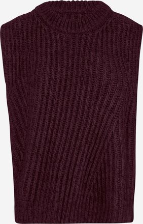 SA SU PHI Womens Sleeveless Ribbed Wool Blend Jumper Bordeaux Virgin Sweater