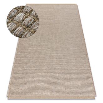 RugsX Rugsx - Alfombra Jute 3652 Beige / Rayas Uniforme - Yute, Tejido Plano, Flecos Beige 140x190 Cm