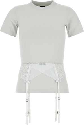 Balenciaga Womens Chalk Stretch Cotton T-shirt - Light Grey - Size Medium