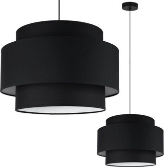 OEM L&aacute;mpara Colgante Viena Negra 1 Plano 40cm Borde Blanco E27