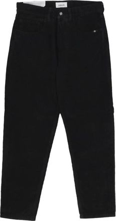 Amish Fluwelen Zwarte Broek met Logo Sluiting - Heren - Straight fit broeken - Zwart - W36 - Katoen - Broeken