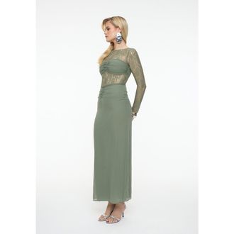 Beauut Chiffon Maxi Dress With Ruched detailing in Green at Nordstrom, Size 14