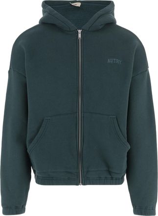 Autry Cotton Zip-Up Hoodie With Embroidered Logo Detail