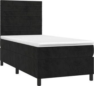vidaXL Vidaxl - Cama Box Spring Colch&oacute;n Y Led Terciopelo Negro 100x200 Cm