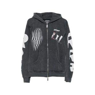 RRR123 Graphic-print Zip-up Hoodie