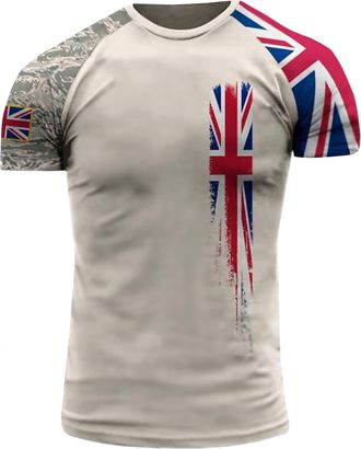 Generic British Veteran UK Army T-Shirt Combat Military Camouflage T Shirt Regular Fit Short Sleeve Beige UK03 (UK, Alpha, XXL, Regular, Regular, UK03)
