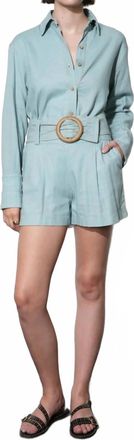 Greylin Emily Oversized Linen Blend Shirt In Denim Blue