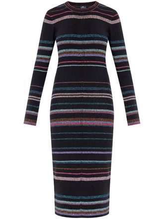 Paul Smith striped midi dress - women - Wool/Metallic Fibre/Cotton/Polyester - M - Black