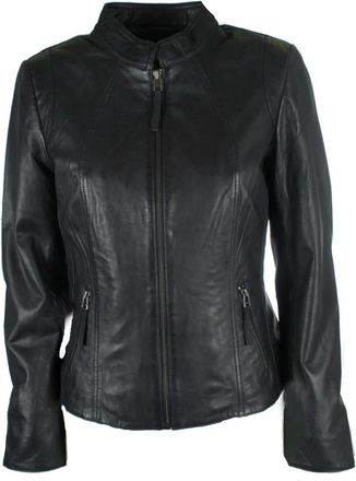 BTF-CPH Navy Leren Jas Klassieke Stijl - Dames - Leren en Su&egrave;de Jassen - Zwart - 6XL - Leer - Jassen