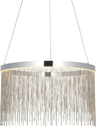 Loops Circular Ceiling Pendant Light Fitting - Chrome Plate & Silver Waterfall Chains