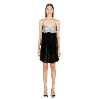Paco Rabanne Short Dresses, female, Black, Size: S Chainmail Panel Mini Dress
