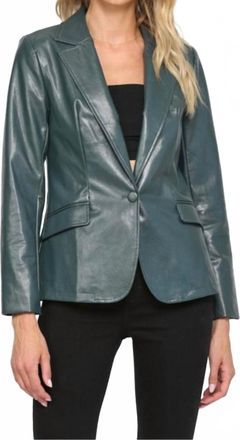 Fate Faux Leather Blazer In Dark Aqua