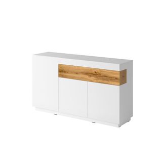Petits Meubles Buf&eacute; 3 puertas 1 caj&oacute;n paneles de aglomerado blanco y madera