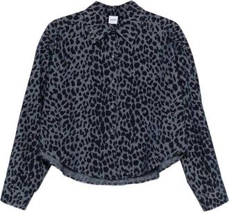 Aspesi Animal Print Shirt In Blue/Black Cotton
