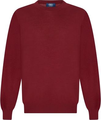 Fedeli Crewneck Sweater - Heren - Ronde hals truien - Rood - 5XL - Kasjmier - Truien & Vesten