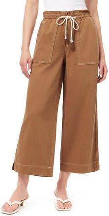 Kensie Trapunto Stitched Pocket Crop Wide Leg Pants in Acorn at Nordstrom Rack, Size X-Large