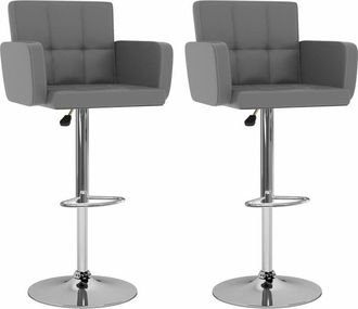 vidaXL Vidaxl - Taburetes De Cocina 2 Unidades Cuero Sint&eacute;tico Gris