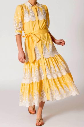 Miguelina Ophelia Hummingbird Shirt Dress In Bellini