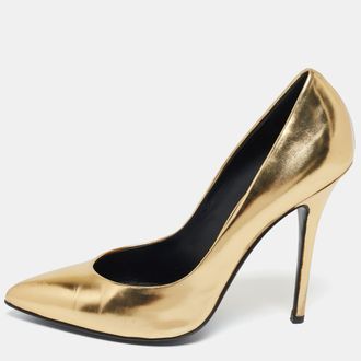 Giuseppe Zanotti Gold Leather Pointed Toe Pumps
