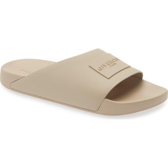 Givenchy Label Molded Slide Sandal in Taupe at Nordstrom, Size 12Us