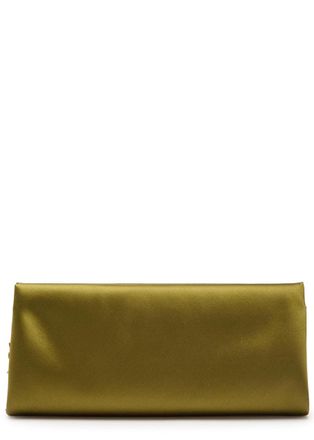 Saint Laurent Evening Satin Clutch - Khaki - One Size