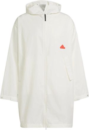 adidas Mens adidas Logo Solid Color Hooded Jacket Windbreaker White HN1943