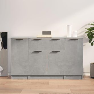 vidaXL Aparadores 3 Piezas Madera Contrachapada Gris Cemento Vidaxl