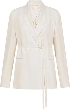 Seventy Giacca con cinturino in viscosa crepe - Dames - Blazers - Wit - 2XL - Jassen