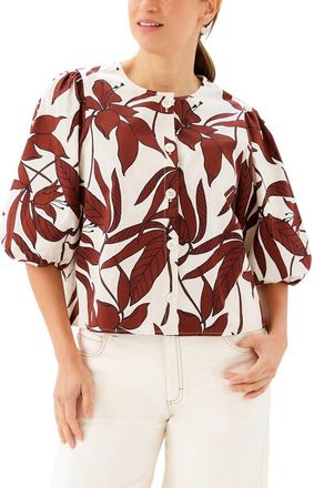Karen Kane Puff Sleeve Button-Up Shirt in Print at Nordstrom, Size X-Small
