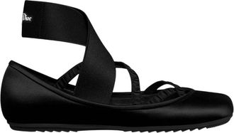 Dior Zwarte Ballet Platte Elastische Band - Dames - Ballerinas - Zwart - 39 EU - Satijn - Schoenen