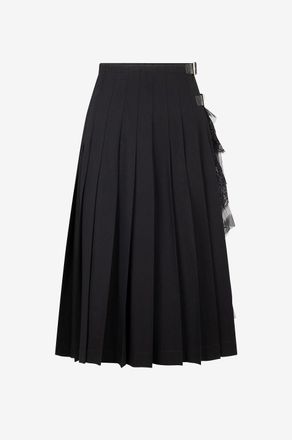 Ermanno Scervino Plissierter Cady-Midirock mit T&uuml;ll- und Spitzeneinsatz