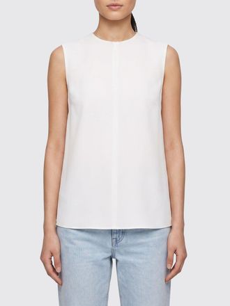 Toteme Top smanicato in misto lino con scollo a girocollo e zip posteriore