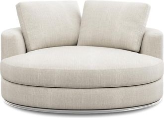 Castlery Hamilton Swivel Armchair 51.2 Customized, Performance Linen Weave, Sand, Spill Resistant, 360&deg; Swivel for Grey