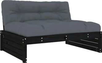 vidaXL Vidaxl - Sof&aacute; Central Madera Maciza De Pino Negro 120x80 Cm