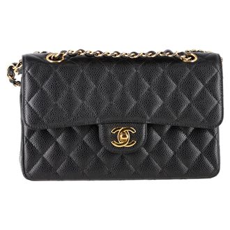 Chanel Chanel Kleine Classic Double Flap Gequiltede Tas van Zwart Lamleer