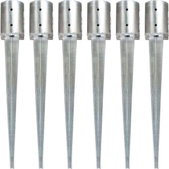 vidaXL vidaXL Picchetti di Terra 6 pz Argento 10x76 cm in Acciaio Zincato