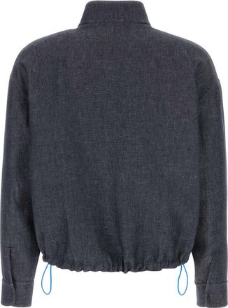 Fendi Mens Denim Jacket Blue Linen Cotton Silk