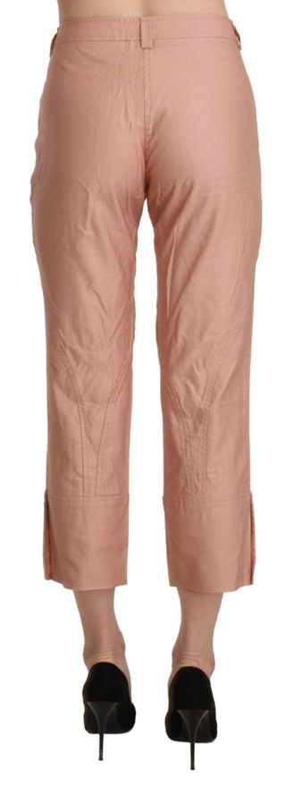 High-Waist Cotton Trousers - Pink
