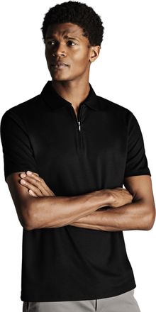 CHARLES TYRWHITT Plain Short Sleeve Zip Jersey Polo