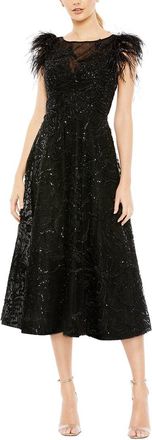 Mac Duggal Feather Shoulder Embellished Dress