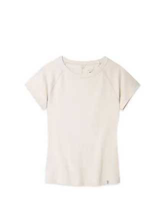Stio | Womens Essential Ribbed Tee Shirt Short Sleeve, Size Extra Small in Pebble Heather | Cotton