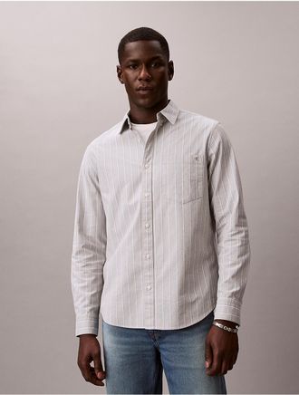 Calvin Klein Jeans Calvin Klein Mens Double Stripe Classic Oxford Button-Down Shirt - Grey - XL