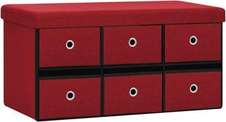 vidaXL Vidaxl - Banco Almacenaje Plegable Lino Sint&eacute;tico Rojo Tinto 76x38x38 Cm