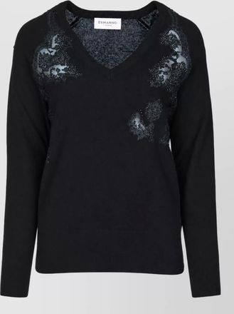Ermanno Scervino lace v-neck sweatshirt