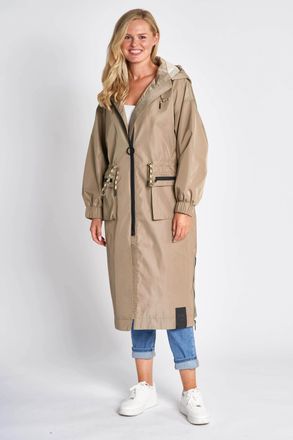 Zhrill Allwetterjacke ZHRILL ZHAILA, Damen, Gr. XL, gr&uuml;n (olive), Web, Obermaterial: 100% Polyester, unifarben, bequem ca. Mitte Wade, Rundhals, elastischer 